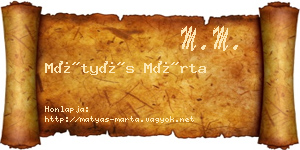 Mátyás Márta névjegykártya